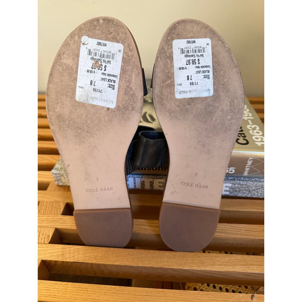 Cole Haan Grand.OS Black Leather Slide Sandals Size 7 - Picture 4 of 4